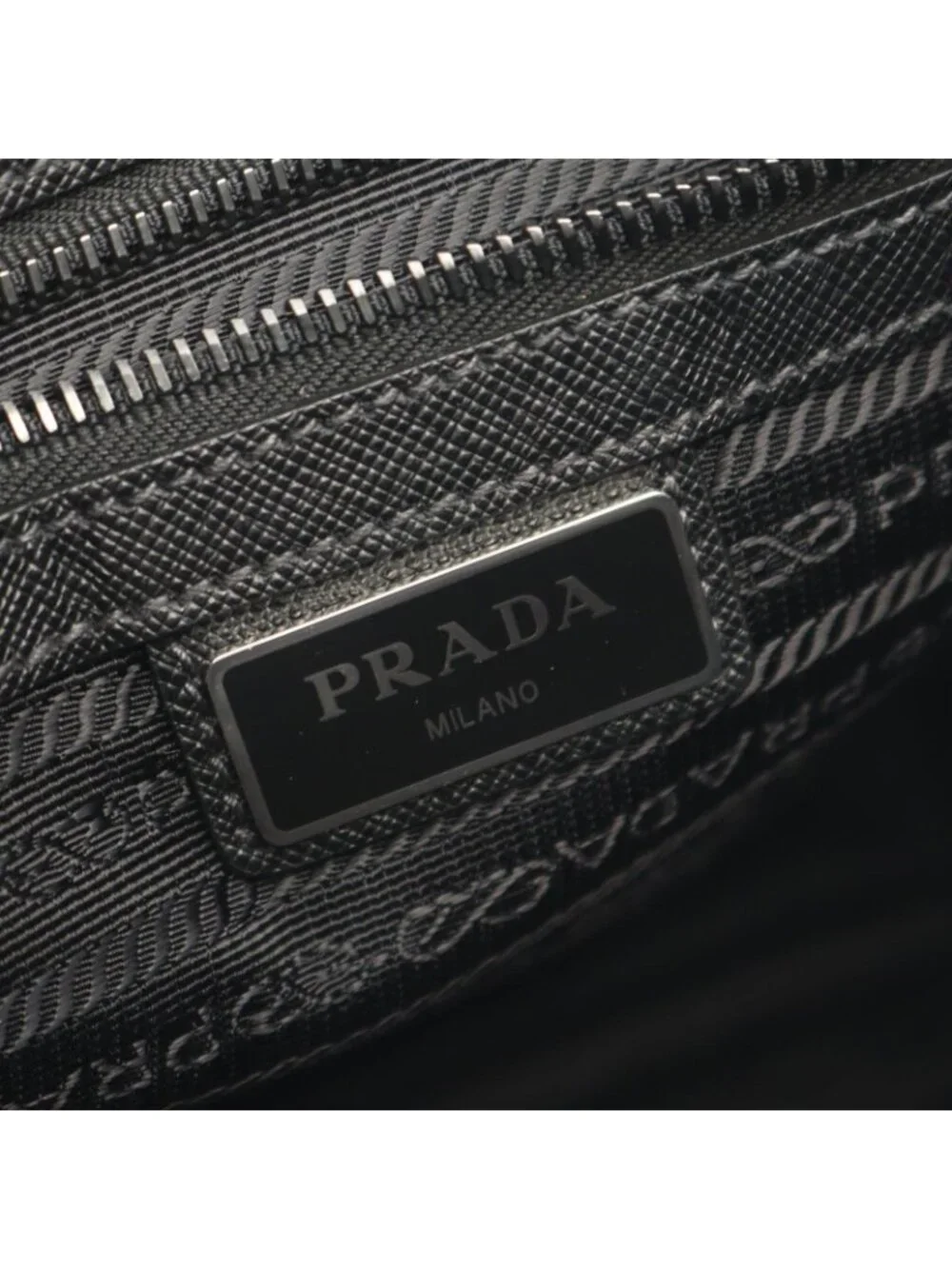 Prada Shoulder Bag Re-Nylon Black Nylon Saffiano Leather Triangle Logo - Picture 4 of 6